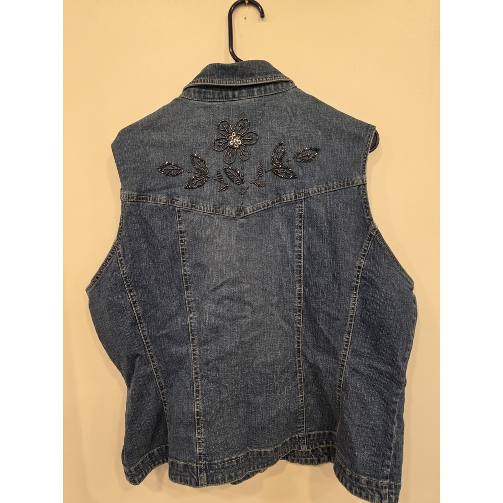 Women's Vintage Embellished Denim Vest Size 1X Boho Artsy Indie Western - Picture 6 of 7